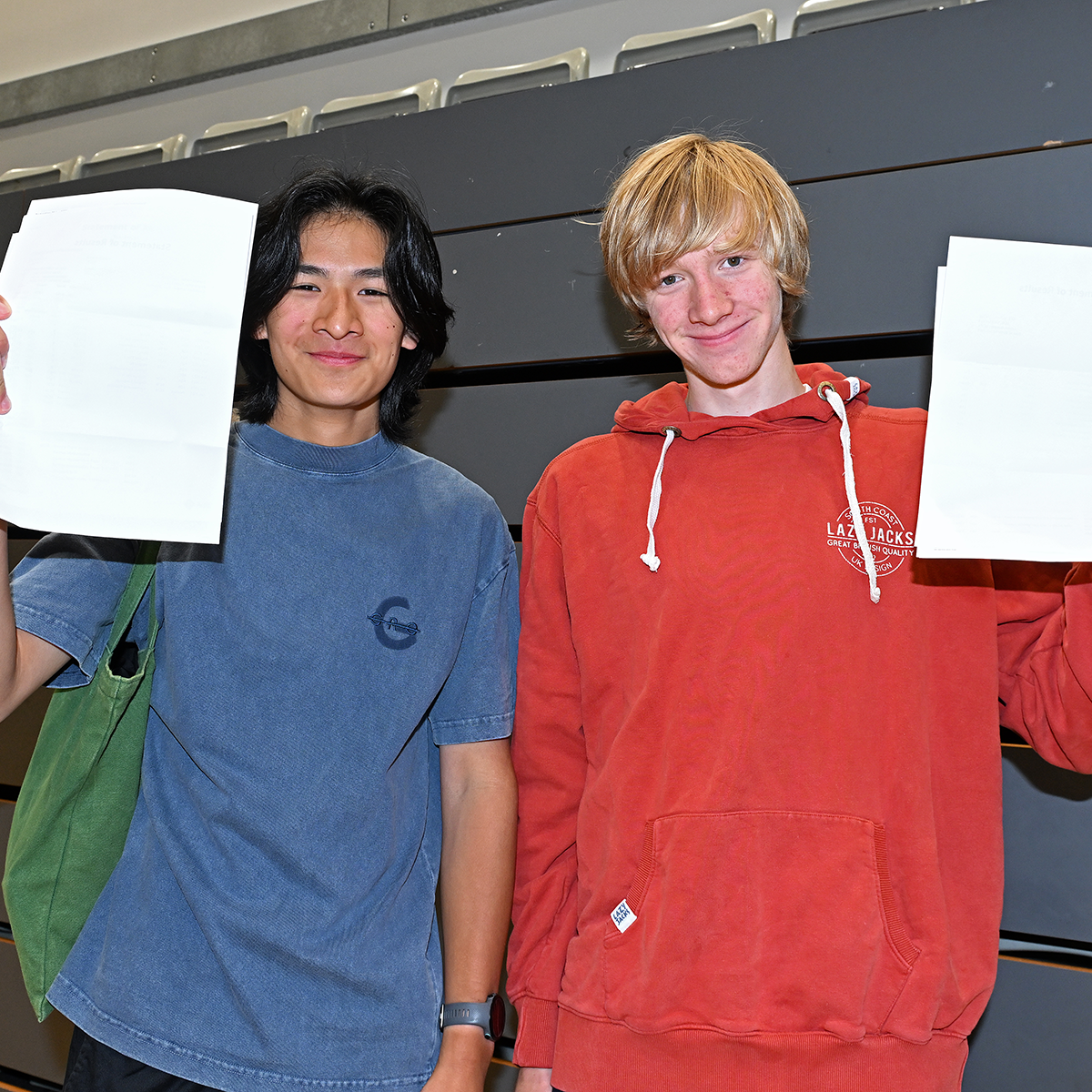Students receiving their exam results