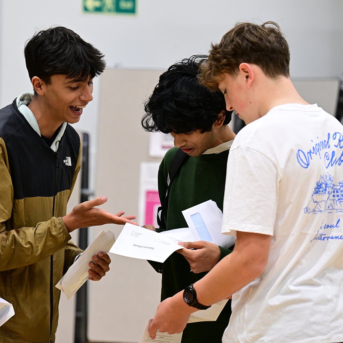 Students receiving their exam results