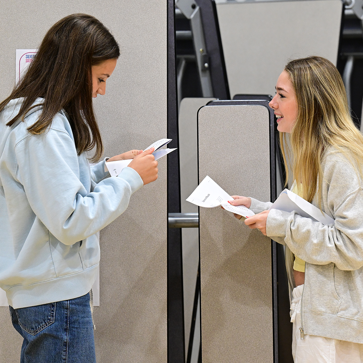Students receiving their exam results