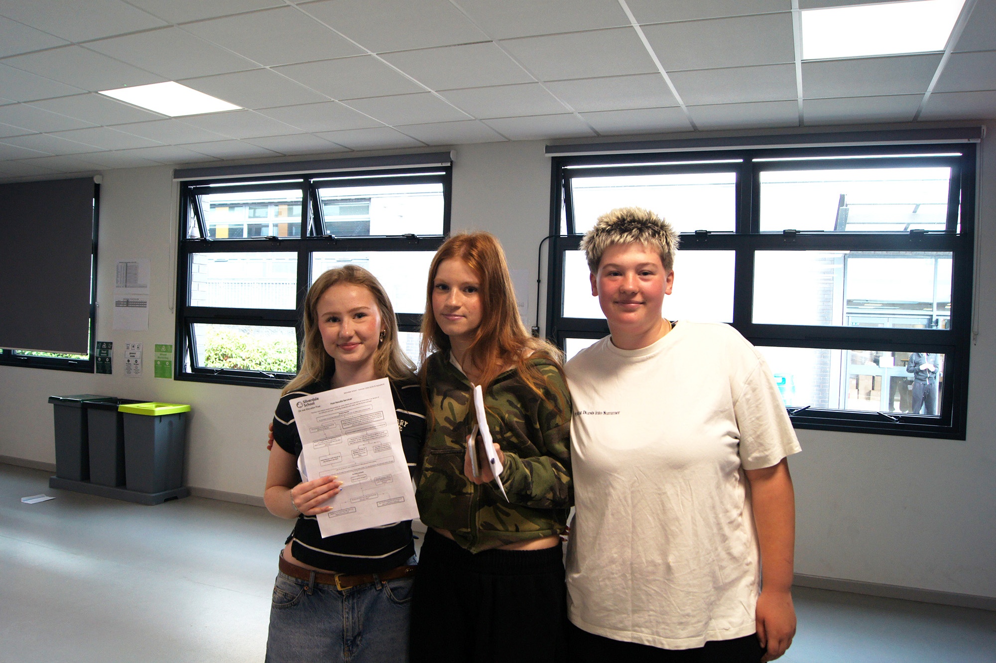 Three Silverdale students celebrating their results
